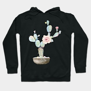 Watercolor cactus in pot Hoodie